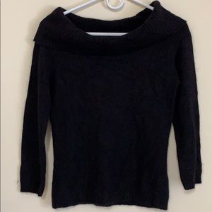 Black angora Apostrophe sweater cowl neck